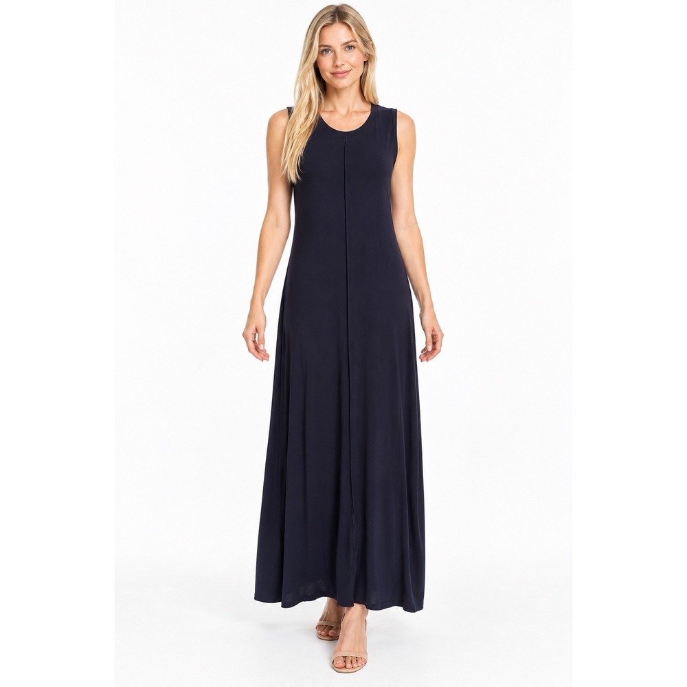 Chelsea and Theodore Navy Blue Long Maxi Dress S Sleeveless Classic Minimalist